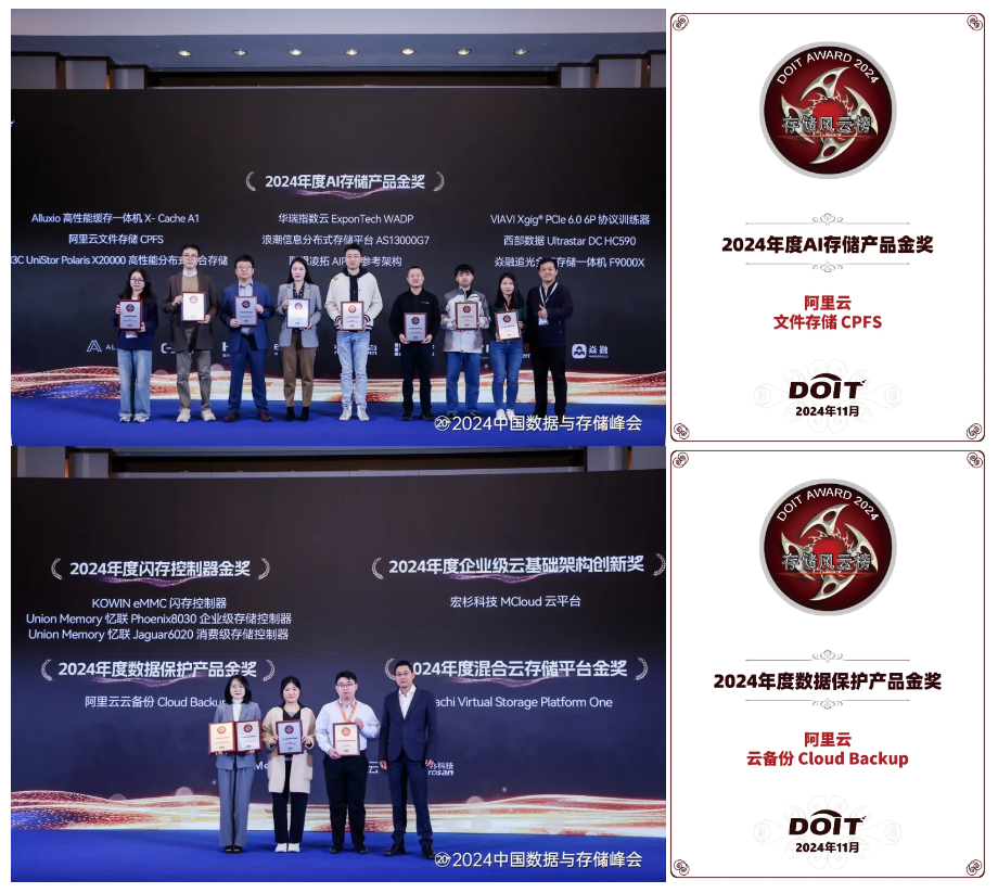DOIT“2024年度存储风云榜”发布，阿里云和腾讯云产品获金奖